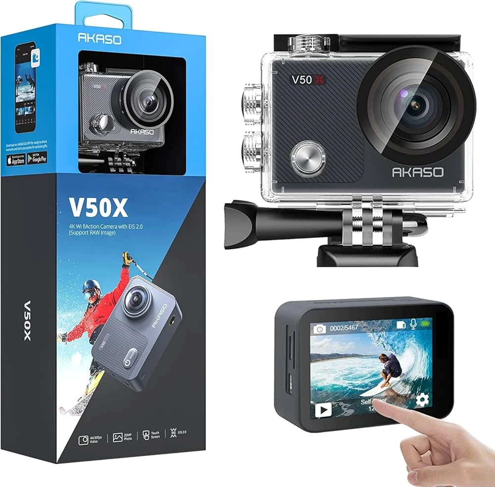 AKASO V50X 4K30 Wi-Fi Action Camera – Touch, EIS, 131 ft